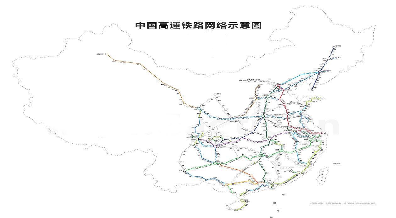 中国高速铁路网络示意图
